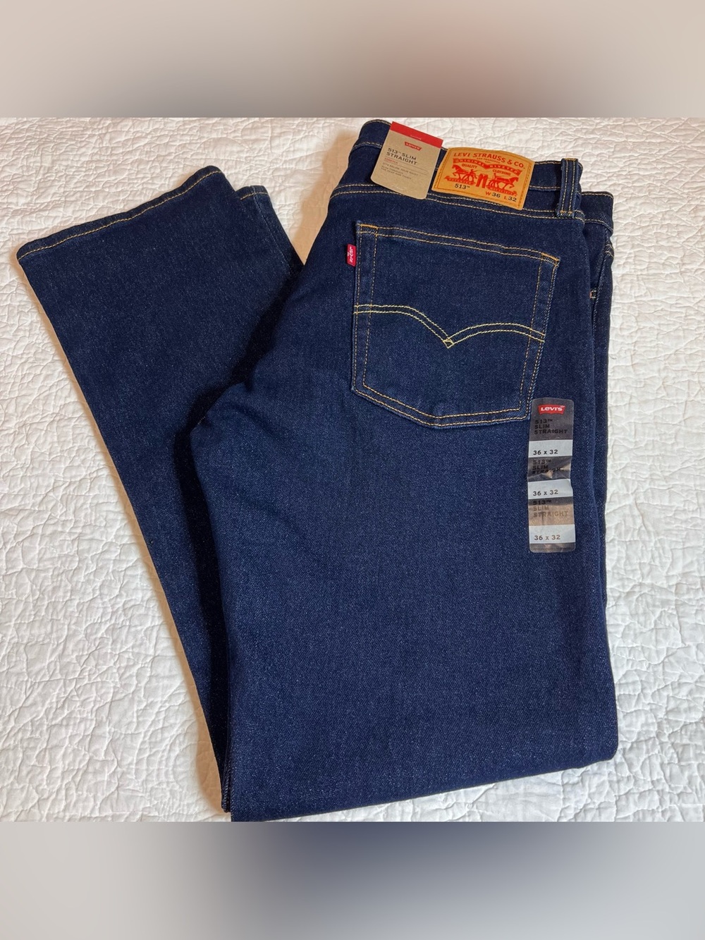 Men's Levi's® 513™ Slim Straight Stretch DARK WASH BLUE Jeans size 36X32 NWT